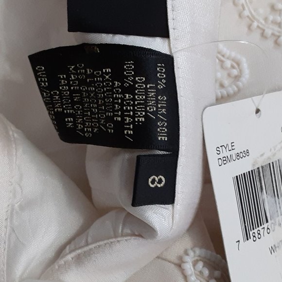 DANA BUCHMAN IVORY BEADED FLORAL DESIGN SKIRT A LINE SIZE 8 - Picture 3 of 8